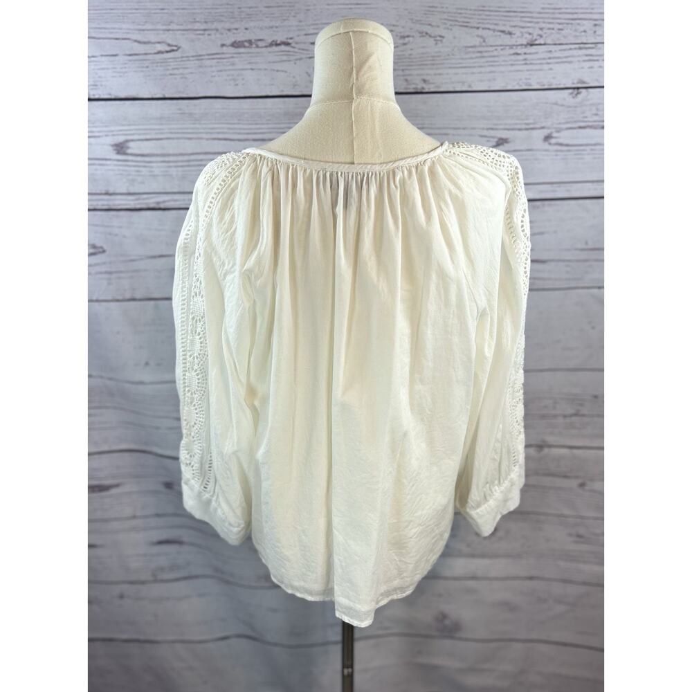 Karen Kane Eyelet Embroidered Top Womens Large 100% Cotton Boho Off White Blouse - Picture 4 of 7
